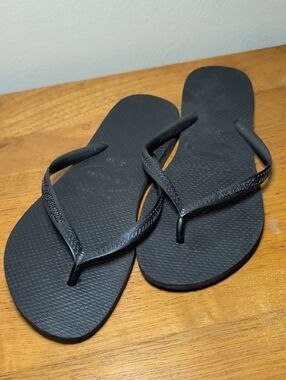 Havaianas Black Classic Slim Flip Flop Sandals Beach Summer Women's Size 7/8